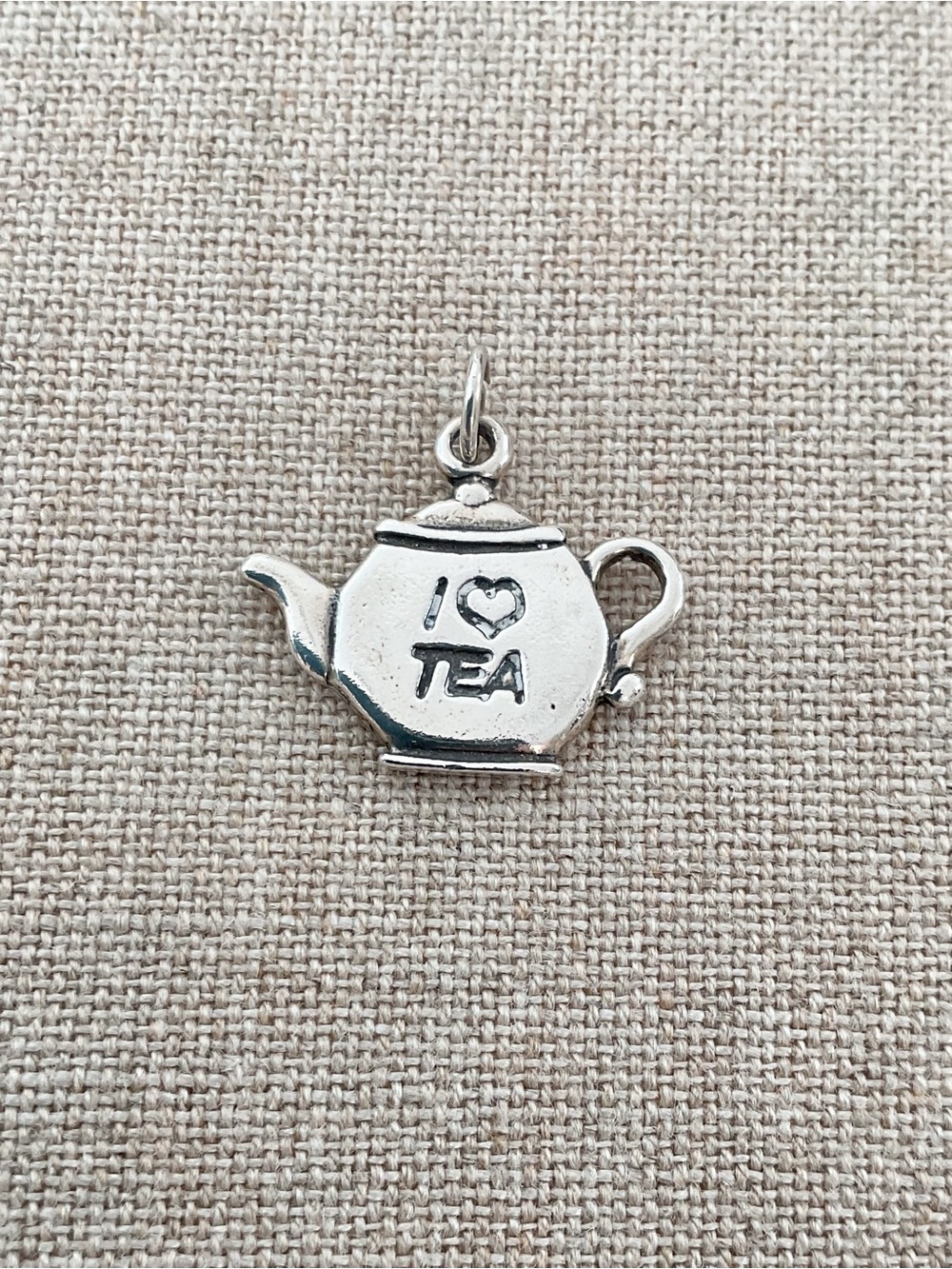 Sterling Silver Teapot Charm Pendant 925 I Love Tea